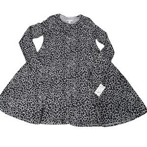 NWT Harper Canyon Girls Black Gray Leopard Long Sleeve Dress Size XL 14 16